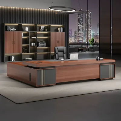 Luxury Modern Wooden L-Shaped Extendable Executive Office Desk with Anti-Water/Anti-Scratch Finish