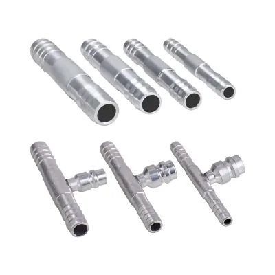 Auto #6 #8 #10 #12 Straight Splice Push Barb Fittings Aluminium Gas Nozzle A/C Refrigerant Hose 3/8 1/2 5/8 3/4 Made in China