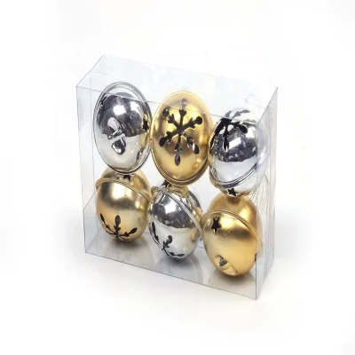 Christmas Metal Jingle Bell Ornaments 2024 Xmas Tree Bell Hanging Decorations with Snowflake Cutouts
