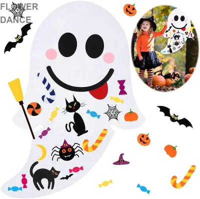 Halloween DIY White Ghost Felt Suits Halloween 3D Felt White Ghost Suits Halloween DIY Pumpkin Cat Felt Set 3D DIY White Ghost