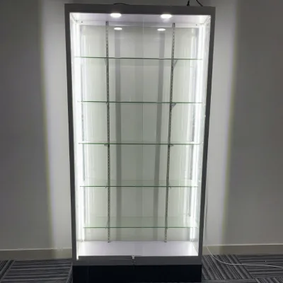 High-Quality museum Tempered Glass Display Wall Stand showcase Mobile Phone showcase Glass Cabinet Stand for Exhibition