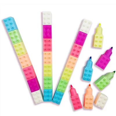 High Quality New Style Novelty Personalized Pen Combination Assembly Highlighter Drawing Pen Kids Children Toy Building Blocks Brick Pen