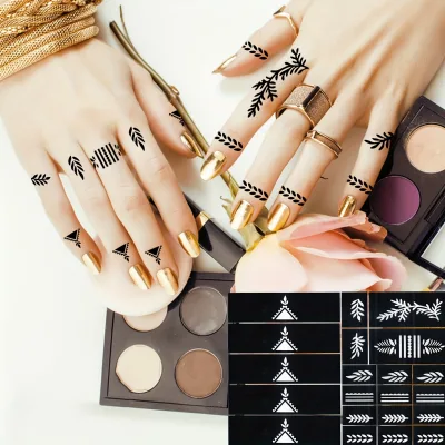 Sexy Finger Temporary Tattoos for Women Finger Girls Adults Temporary Diy Tattoos Stencil