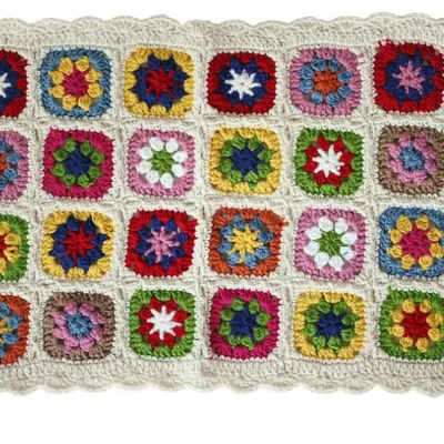 Colorful Beautiful and Comfortable Rose Soft Patchwork Handmade Crochet Granny Square Blanket