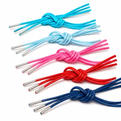 Round Shoelaces Multicolor Glossy Braided Shoe Laces Metal Aglets for Sneakers Boots OEM Wholesale