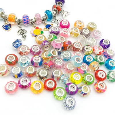 Wholesale Acrylic Focal Beads Bulk 10pcs/bag Big Hole DIY Bracelet Beads Colorful 9*13mm Beads for Making Bracelets