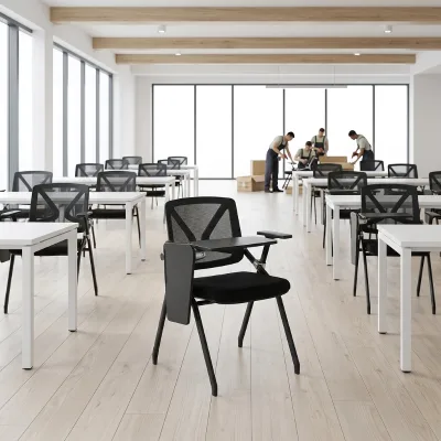 University Student Study Desk Office Chair the Training Chair Takes with Table Writing Board Mesh Training Chair
