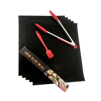 Heavy Coated 0.40mm Thick Black Grill BBQ Mat Grill Liner Grill Mate