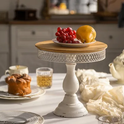 High Grade Vintage Round Metal Frame Dessert Serving Display Cake Stand Tray for Wedding or Birthday Party