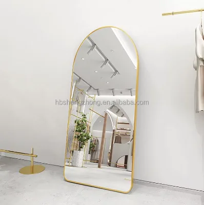 Custom Wholesale Luxury Arched Black Silver Golden Full-length Long Standing Floor Dressing Bathroom Wall Mirror Espejo Spiegel