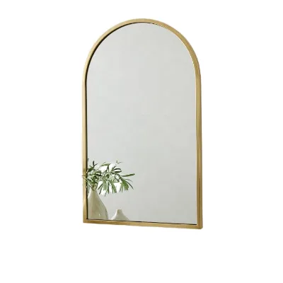 Modern Vintage Retro Decorative Arched Metal Frame Mirror Rectangle Iron Glass for Home Decor for Bathroom Use