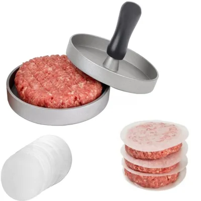 Aluminum Non-stick Stuffed Burger Press Hamburger Patty Maker with Wax Paper