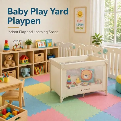 Baby Play Yard Playpen Crib with Safety Mesh and Foldable Design for Toddlers Indoor Play and Learning Space