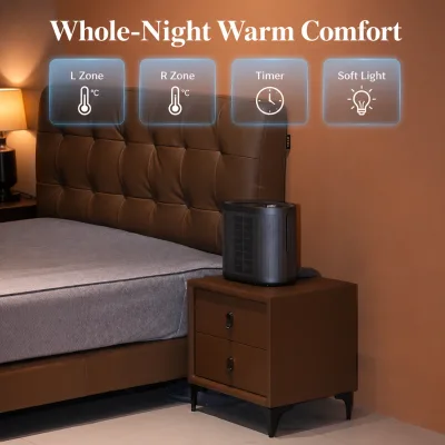 Water Heating Cooling Mattress Pad Dual Zone App Control 16-45C Quiet Low EMF All Season Home Hotel