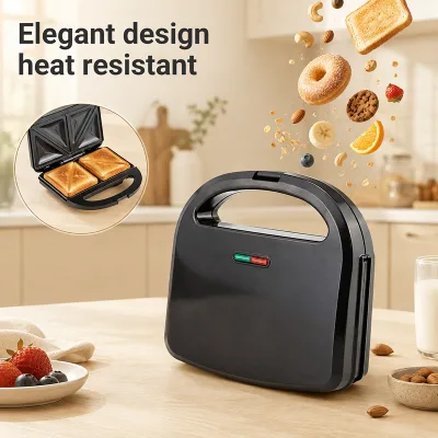 Easy Double Sided Rapid Heating Electric Toastie Press Twin Pocket Nonstick Coated Toaster Sandwich Maker for Quick Breakfast