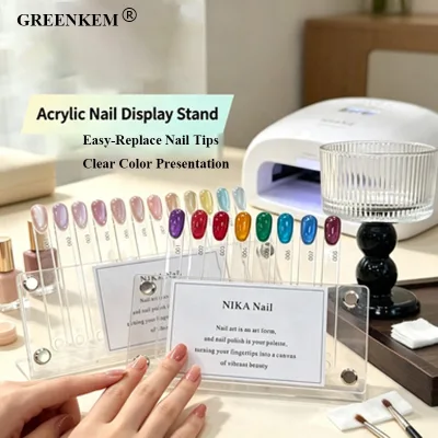 Acrylic Display Stand Embedded Color Card Magnetic Strip False Nail Swatch Sample Proofing Salon Nail Art Color Board