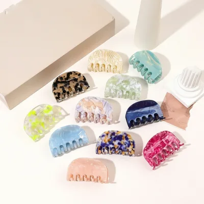 Simple 6.8cm Half Moon Marble Jaw Clips Custom Claw Clips Fashion Acetate Hair Claw for Women