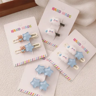 Star Crystal Sweet Cute Small Blue Hair Clip for Women New Wholesale Hair Accessories
