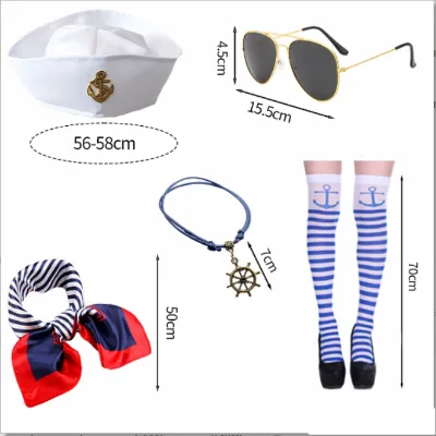 Sailor Hat Navy Blue Yacht Blue Captain Cap White Sail Cap for Clothing Accessories for Adults