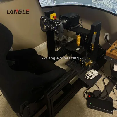 Aluminum Sim Racing Cockpit Gaming Chair Bracket VR/AR/MR Compatible Complete Kit with Wheel Plate and Pedal Plate