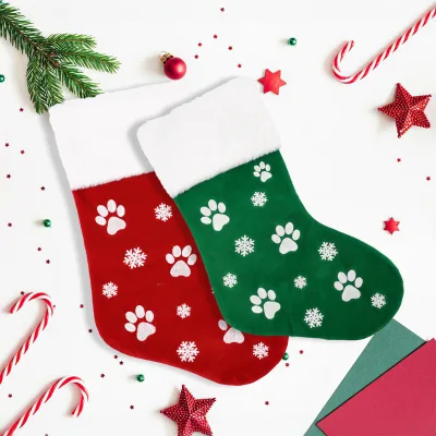 Free Sample Manufacturer Customized Gift Sock Red Velvet Mini Knit Christmas Stocking for Cat's