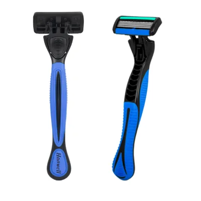 HW-B511DR ABS+TPR Handle sharp Five 5 Blade System Shaving razor with Changeable Cartridge Blade for Male/female