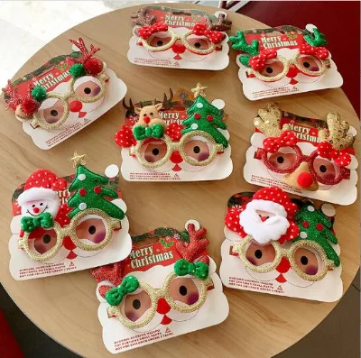 Christmas Glasses Glitter Holiday Party Glasses Frames Christmas Decoration Accessories Costume Eyeglasses