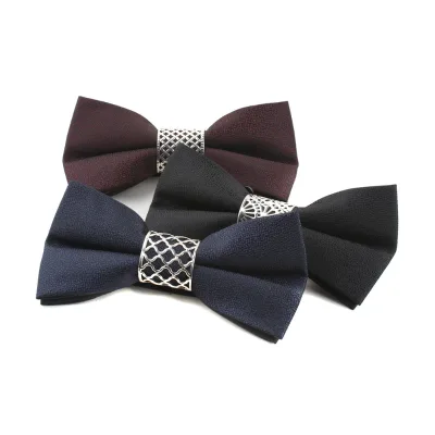Ready to Ship Vintage Polyester Silk Fabric Black Bow Tie Souvenirs Gift for Birthday Business Gift Wedding Performance Wear