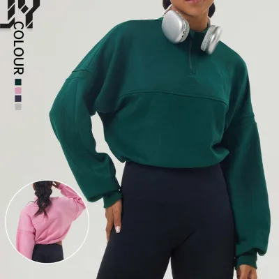 Joyyoung Hot Selling New Arrival Thickened Hoodie Sportswear Casual Yoga Wear Half-Zip Fitness Clothing Loose Hoodie for Women