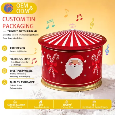 High Quality Eco-Friendly Personalized Metal Cookie Tins OEM/ODM Custom Rectangle Tin Crown Cap for Chocolate Christmas Cookies