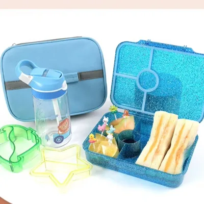 Factory Tritan 4-Compartment Meal Prep Bento Box Lunch Set Leak-Proof and Heatable Locking Lids with Utensil