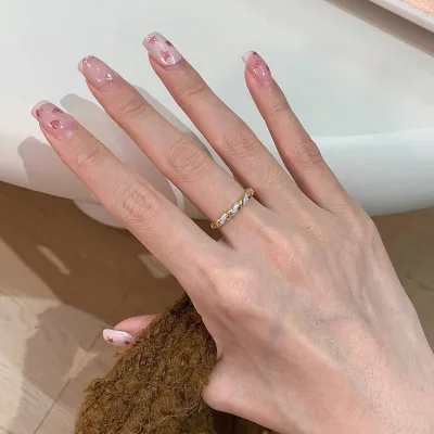 Antique Retro Texture Flash Diamond Natural Copper Wiredrawing Wide Ring Niche Design Light Luxury Adjustable Japanese Korean