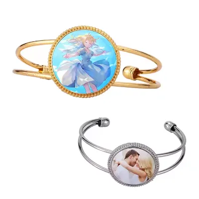Open Plated Wrist Jewelry Hot Selling Wholesale Bracelet Sublimation Blank Cuff Bangle for Valentine's Day