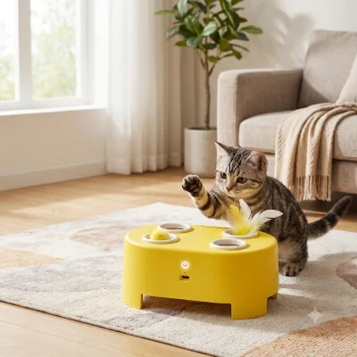 Semi Automatic Luxury Interactive Cat Toy Pop-Up Feather Ball Whack-a-Mole Teaser Box Motion Activated Smart Kitten Playing