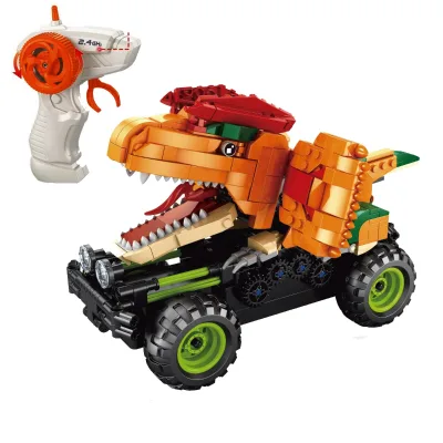 KK New 2.4G 586pcs Diy Building Block Toy Rc Car,Building Blocks DINOSAUR Car for Boys Girls,Kids Building Blocks Toys for Kids