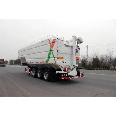 China Manufacturer Tri-axle 47cbm 56000liters Hydraulic Driving Auger Bulk Silo Feed Trailer With European Pump for Animal