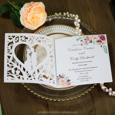 Custom Printing Happy Birthday Greeting Laser Cut Wedding Cards Thank You Card with Envelopes