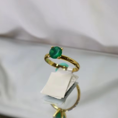 Fashion Jewelry Sterling Silver Gold Plated Cocktail Ring Men's Topaz Ring Silver Classic Round Cut