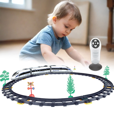 Newest Infrared Two-way Model Train Toy With Light Music Rc Railway Train Toy Set 30pcs Train Toy