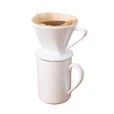Joinste's Modern Design White Ceramic V-Shape Pour over Coffee Dripper New for Brewing Coffee Filters