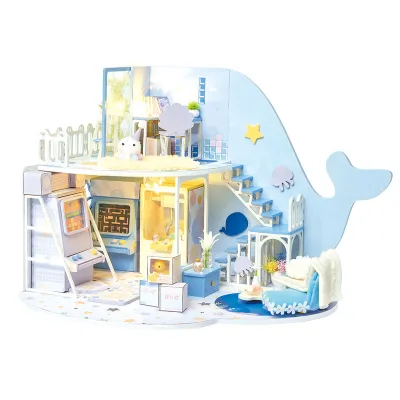 IIECREATE Miniature Doll House YU-2702 the Tale of Whale DIY 3D Puzzle Wooden Crafts