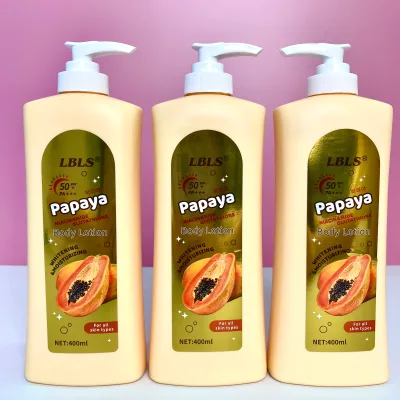 Papaya Whitening Body Lotion Skin Care Smoothing Nourishing with Niacinamide Glutathione UV Protection Sunscreen 400ml