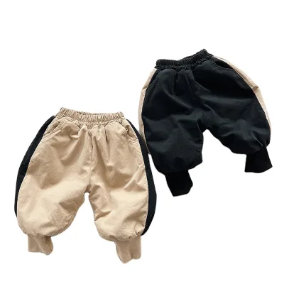 Custom Wholesale Celebrity Style Kids Blank Jogging Pants Toddler Baby Boys and Girls Polar Fleece Warm Thick High Quality Pants