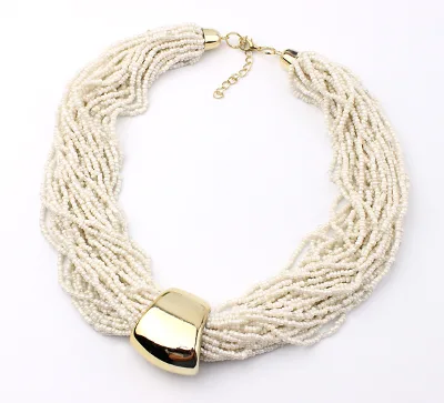 Fashion Long Colorful Beads Necklace , Crystal Glass Seed Bead Necklace