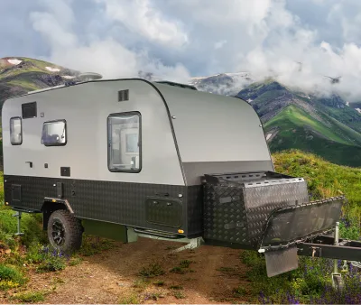 For 16ft Luxury Off-Road Caravan Slide-out Stainless Steel 304 Kitchen Independent Suspension Toilet Ensuite for 4 Travel