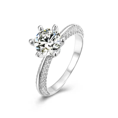 Women's Classic Design Certified 1 Carat Timeless Romantic Engagement  White Moissanite Diamond Sliver Ring
