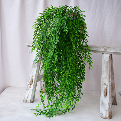 Plastic Flower Wall Hanging Ceiling Decoration Green Plant Willow Leaf Weeping Willow