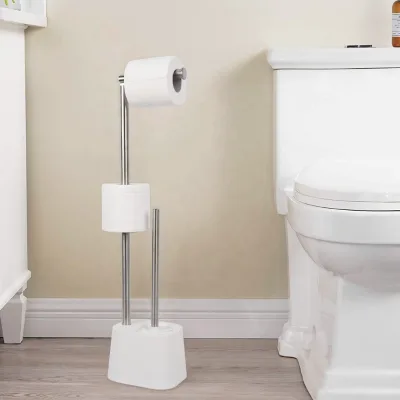 New Functional Plastic Stainless Steel Toilet Brush Holder with Paper Holder