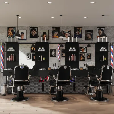 Factory Manufacture Modern Black Barber Station for Hair Salon Design High Quality Hairdressing Product Display Stand
