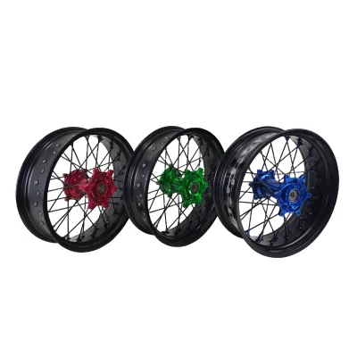 Motorcycle Motocross Supermoto Alloy Wheel Complete Wheels With Red Hub